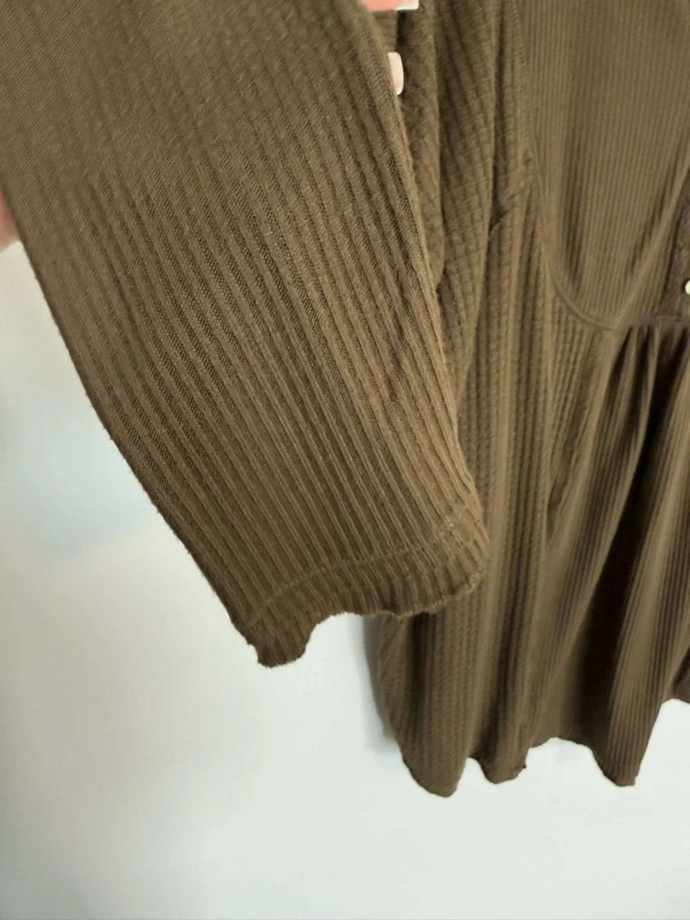 Free People Olive Waffle Henley Long-Sleeve Top - Picture 5 of 8